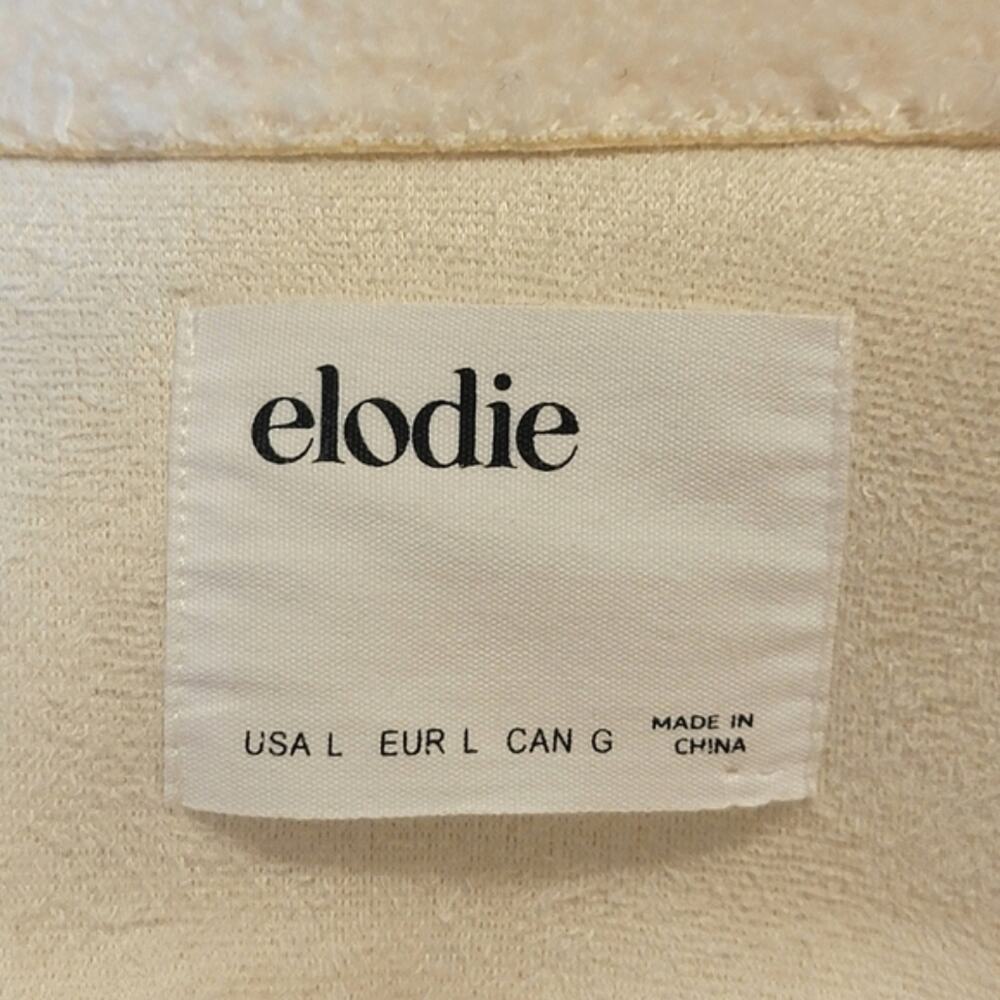 Elodie Sherpa Teddy Button-Down Crop Coat Jacket Ivory Cream Chic Cozy L - Picture 9 of 11